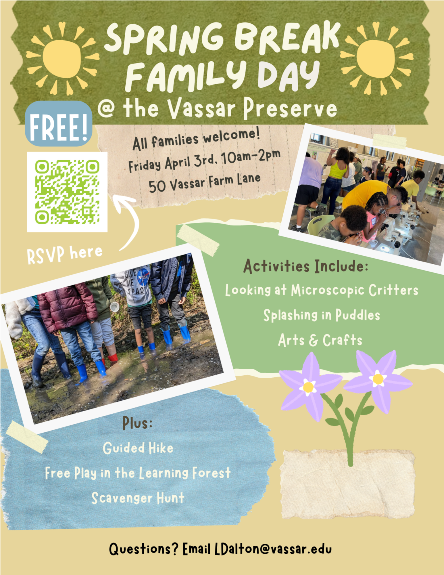 Invite to Spring Break Family Day at Vassar Preserve